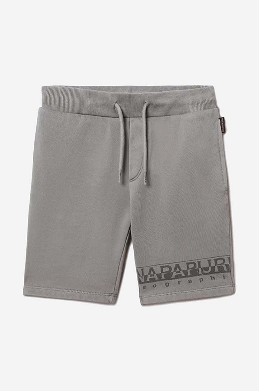Napapijri pantaloni scurți din bumbac pentru copii N-Saleina culoarea gri, cu imprimeu