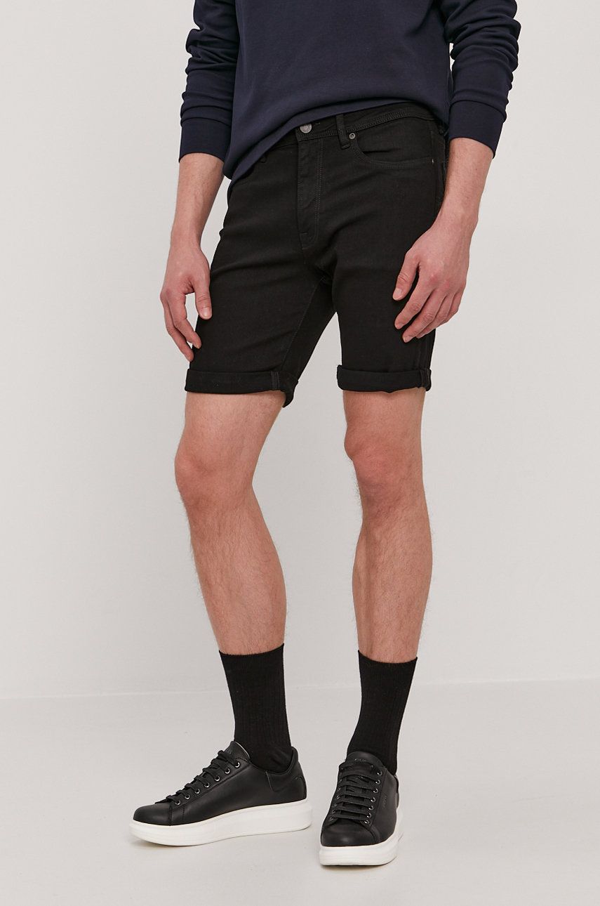 Džínové šortky Selected Homme pánské, černá barva