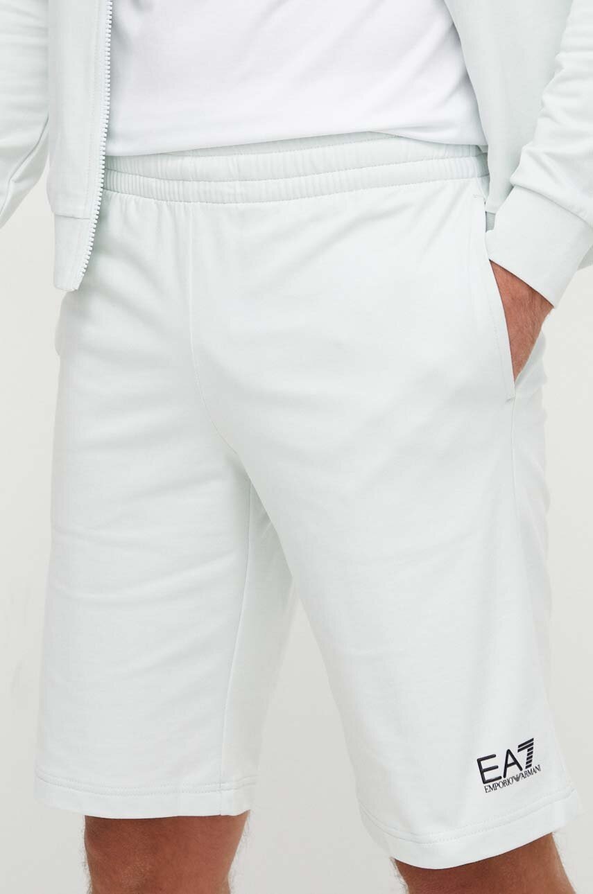 EA7 Emporio Armani pantaloni scurti din bumbac culoarea turcoaz