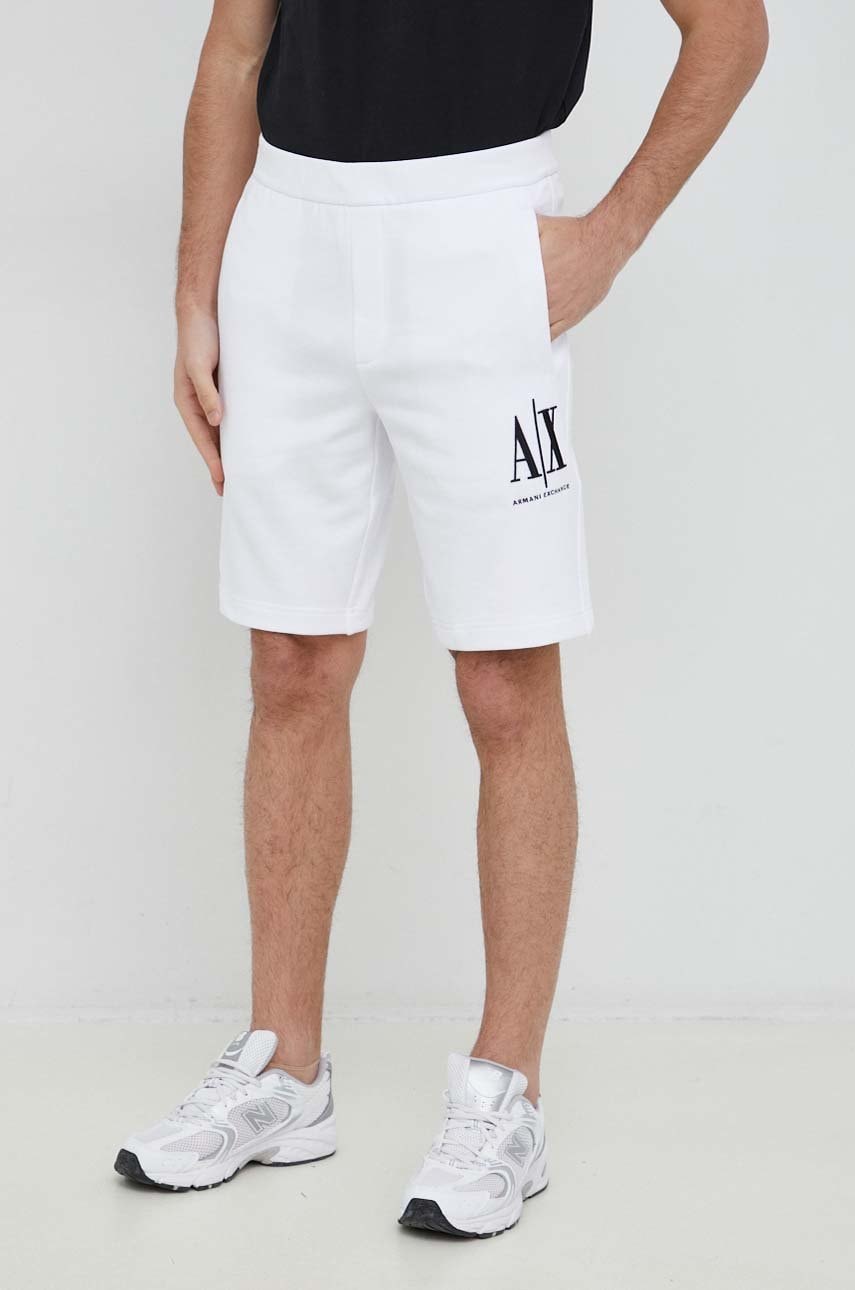 Armani Exchange Pantaloni Scurti Barbati, Culoarea Alb