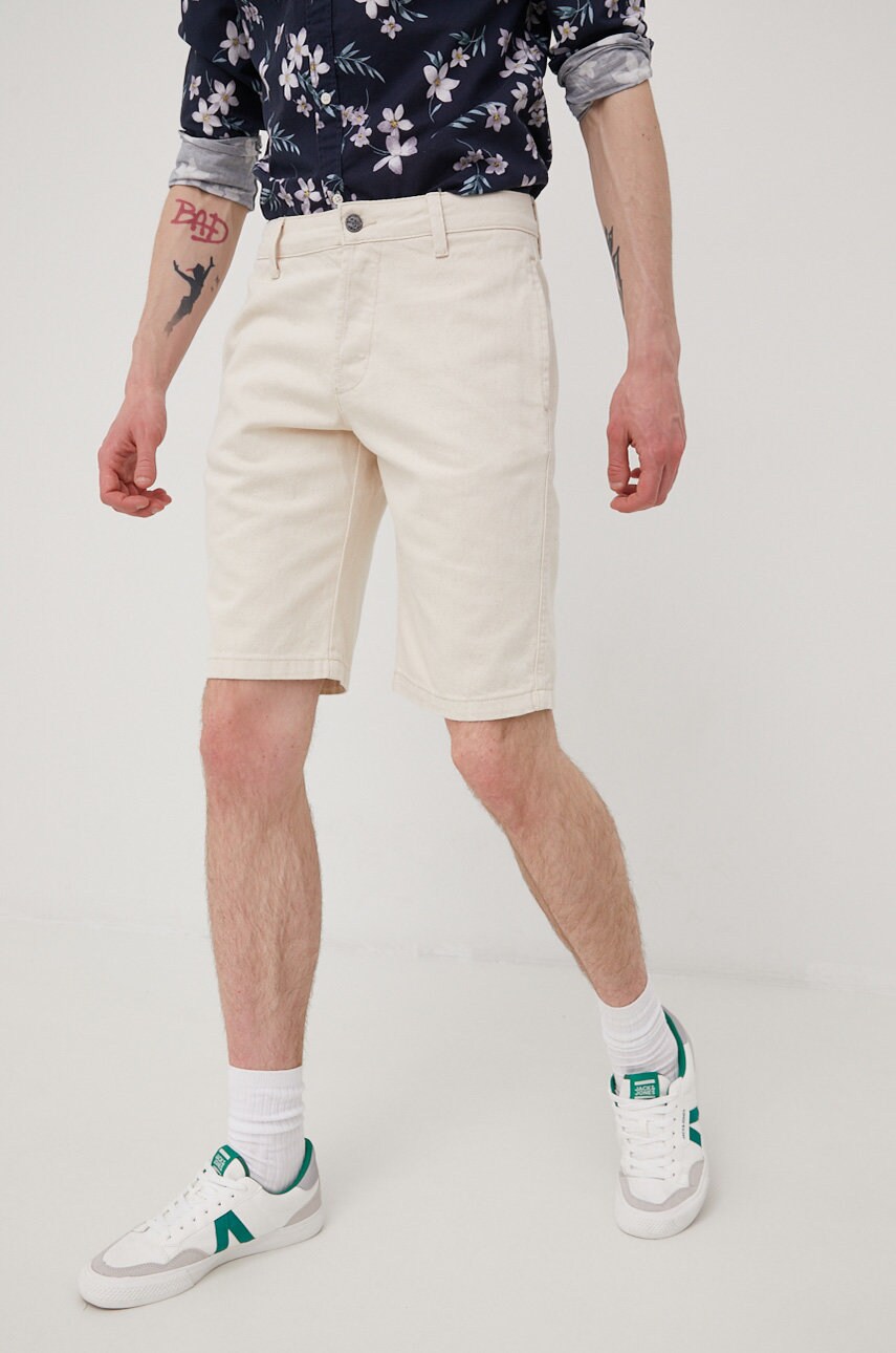 Only & sons pantaloni scurti din bumbac barbati, culoarea bej