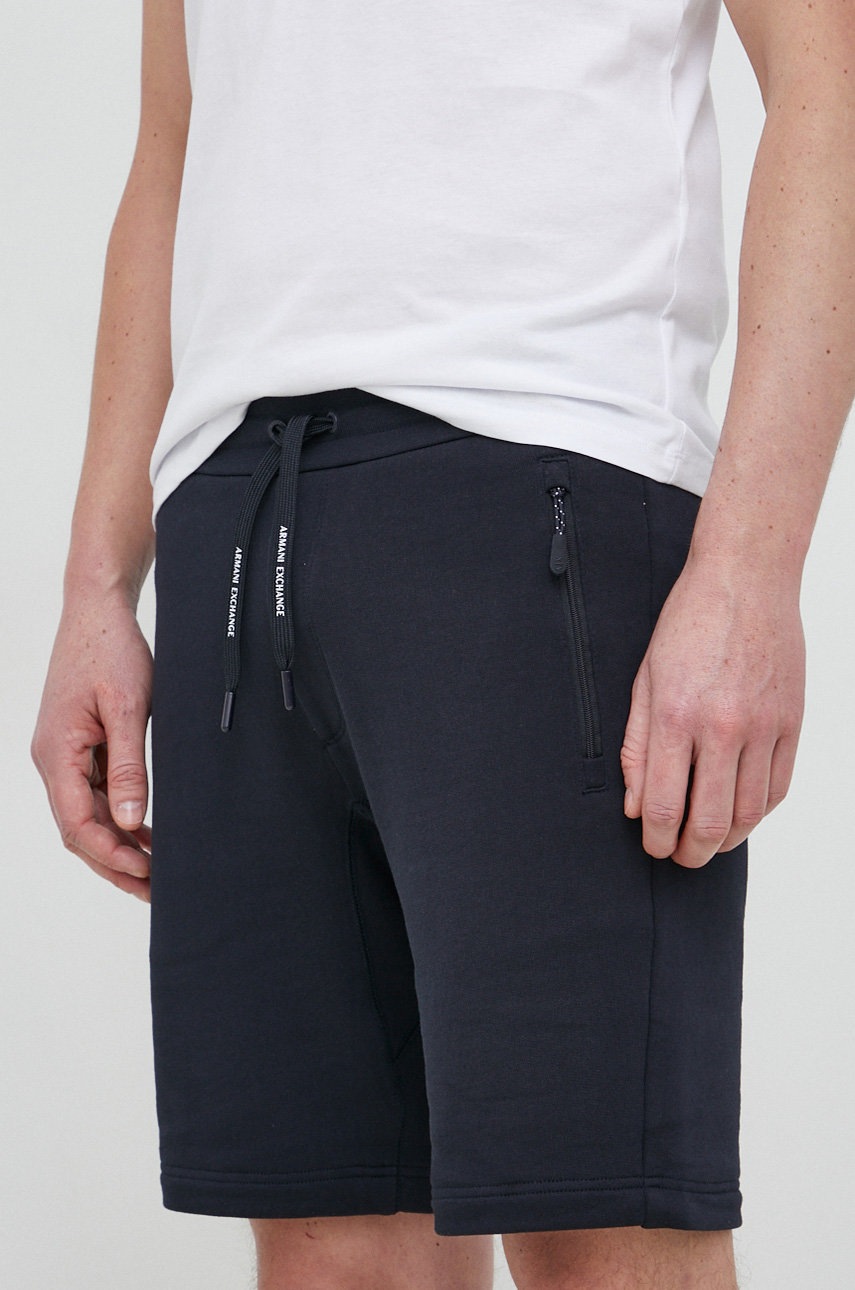 Armani Exchange pantaloni scurti din bumbac barbati, culoarea albastru marin