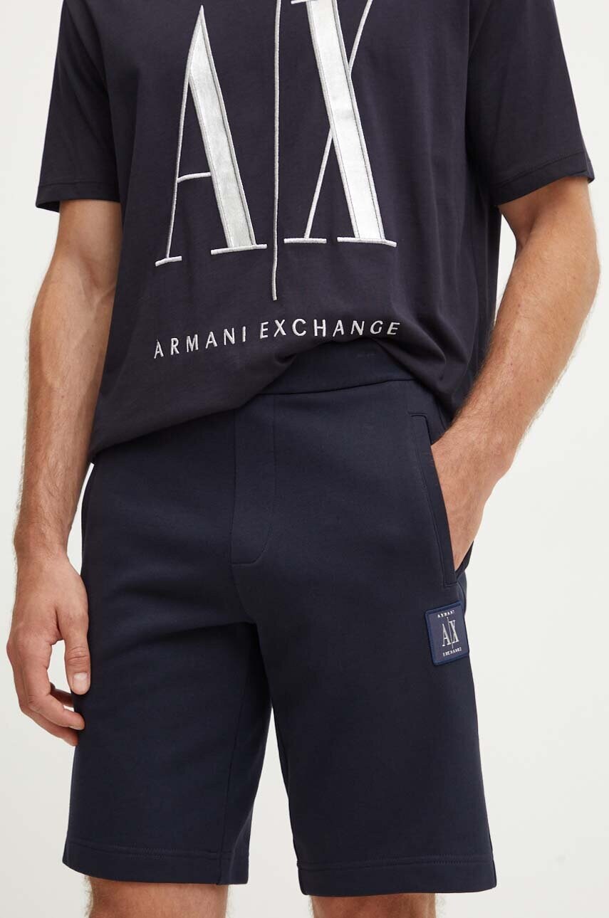 Armani Exchange pantaloni scurti din bumbac barbati, culoarea albastru marin