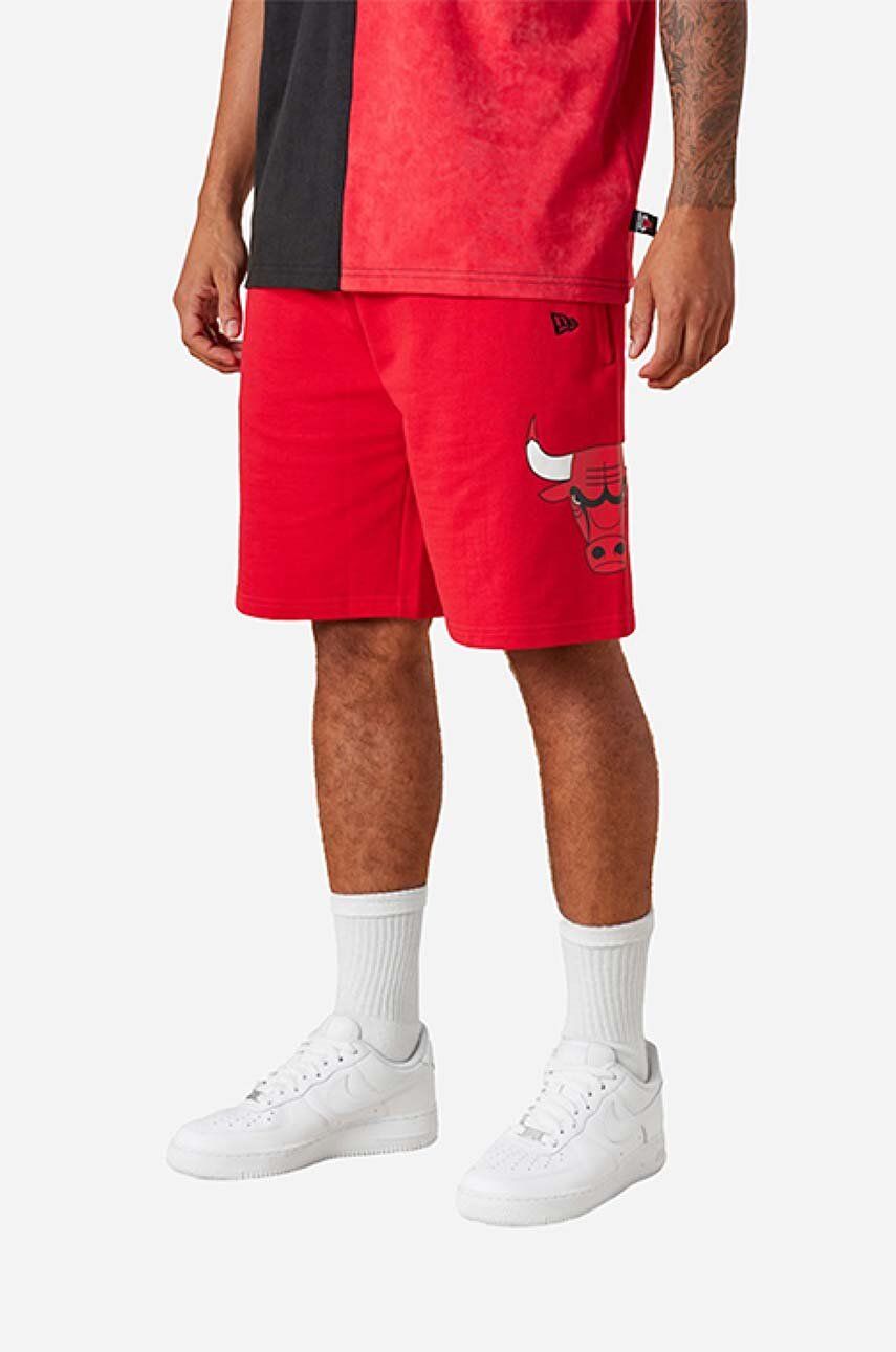 New Era pantaloni scurți din bumbac Washed Logo Bulls culoarea roșu 13083852-red