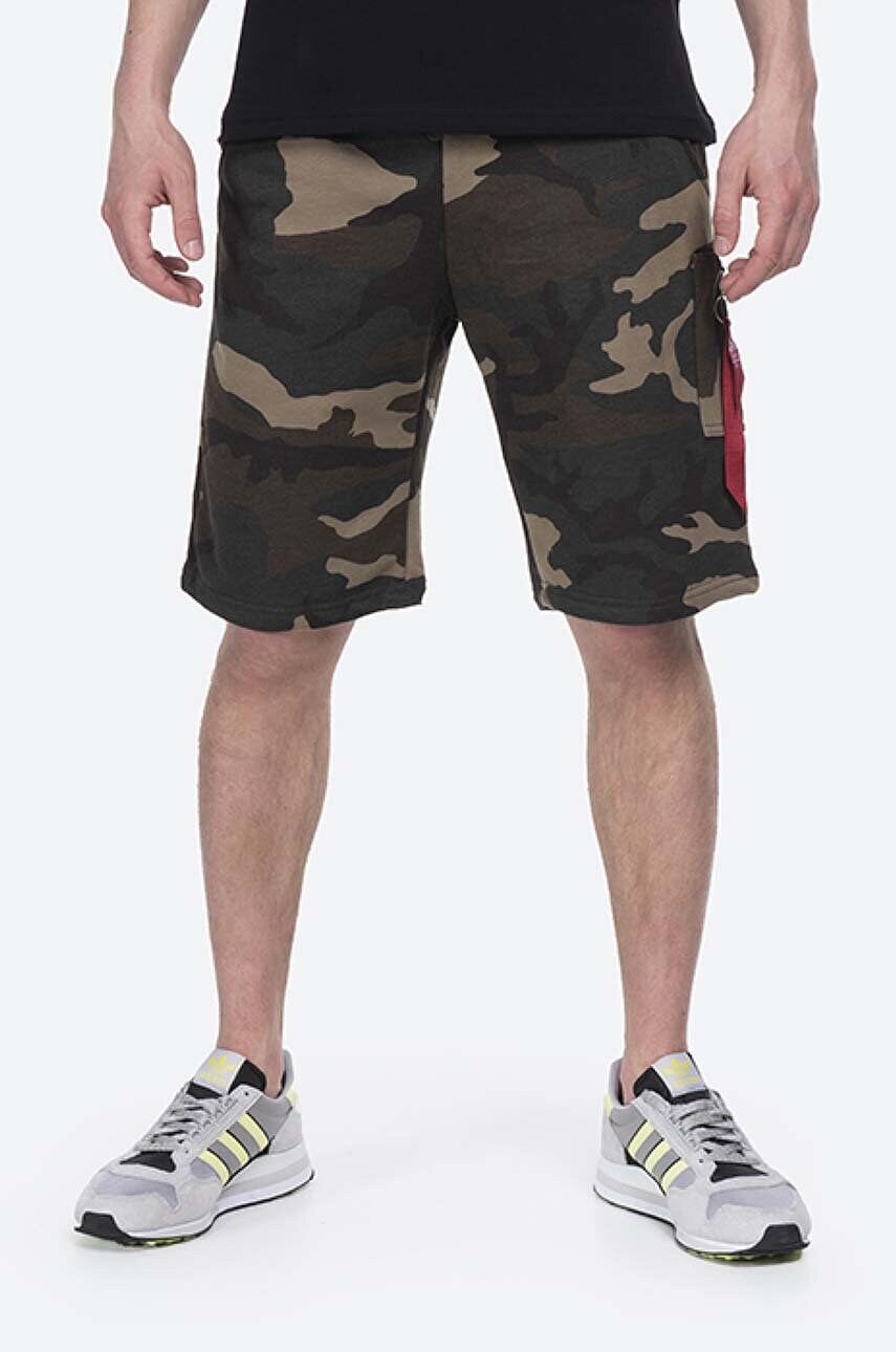 Alpha Industries pantaloni scurți X-Fit Cargo Short Camo barbati, culoarea verde 166301C.408-green