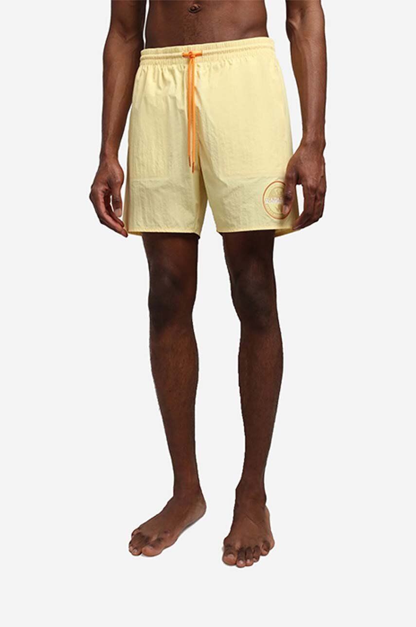 Plavkové šortky Napapijri pánské, žlutá barva, hladké, NA4G5C.YB5-YB5 - žlutá -  100 % Polyeste