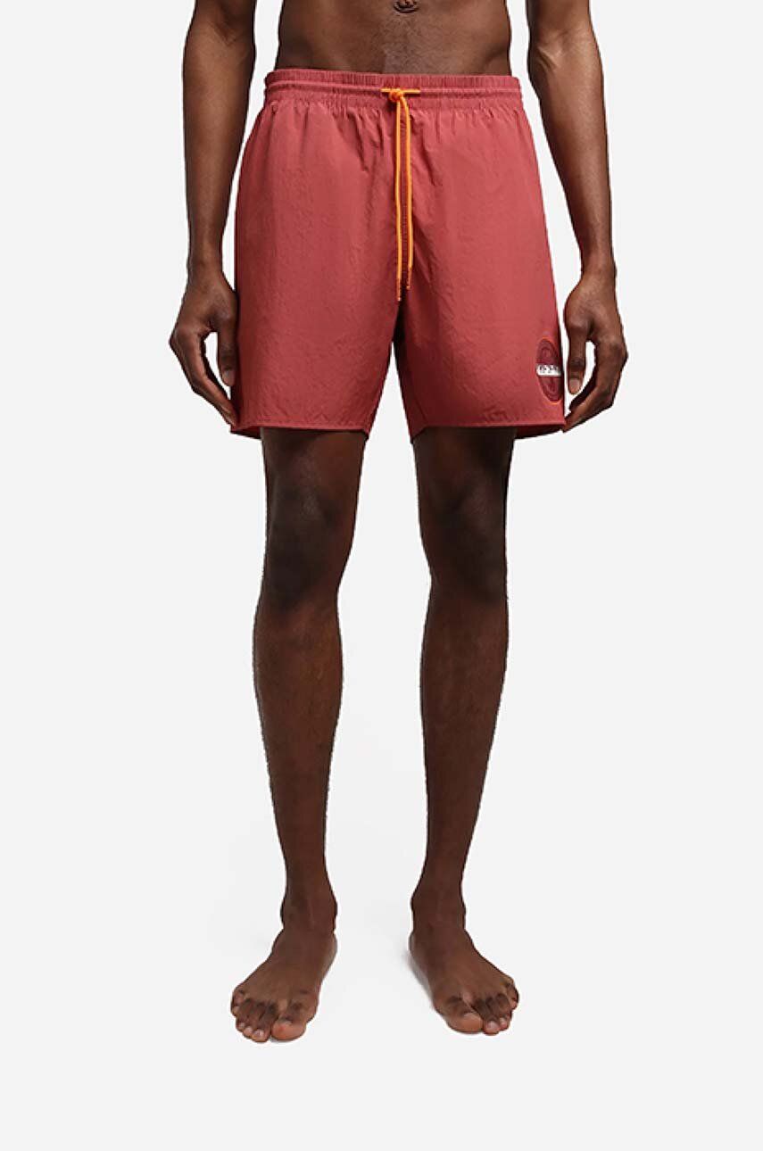 Napapijri pantaloni scurți de baie barbati, culoarea rosu, neted NA4G5C.RE6-RE6