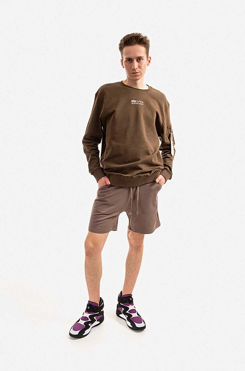 Бавовняні шорти Alpha Industries колір коричневий 106365.628-brown