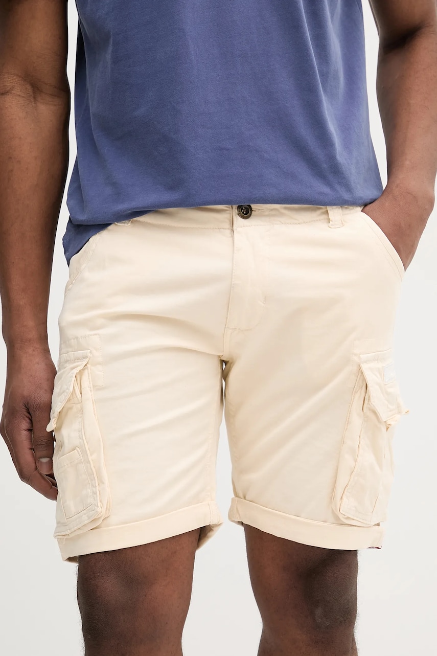 Alpha Industries pantaloni scurți din bumbac Crew Short culoarea bej 176203.578-cream Alpha Industries pantaloni scurți din bumbac Crew Short culoarea bej 176203.578-cream