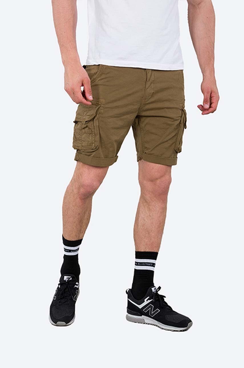 Kraťasy Alpha Industries pánské, hnědá barva, 176203.13-brown - hnědá -  98 % Bavlna