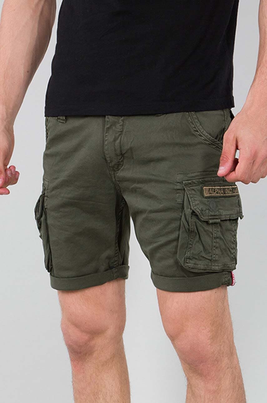 Bavlněné šortky Alpha Industries zelená barva, 176203.142-green - zelená -  100 % Bavlna