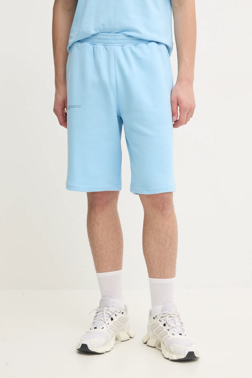 Pangaia pantaloni scurti din bumbac culoarea turcoaz, neted