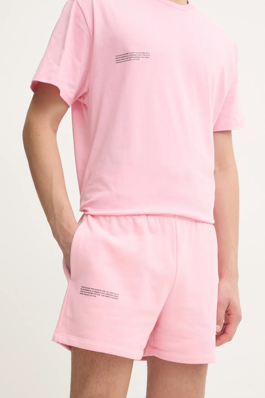 Pangaia pantaloni scurti din bumbac culoarea roz, neted