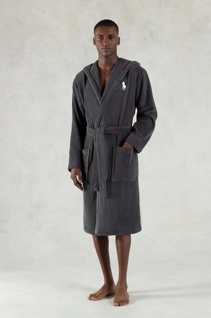 

Памучен халат Ralph Lauren Player, Сив