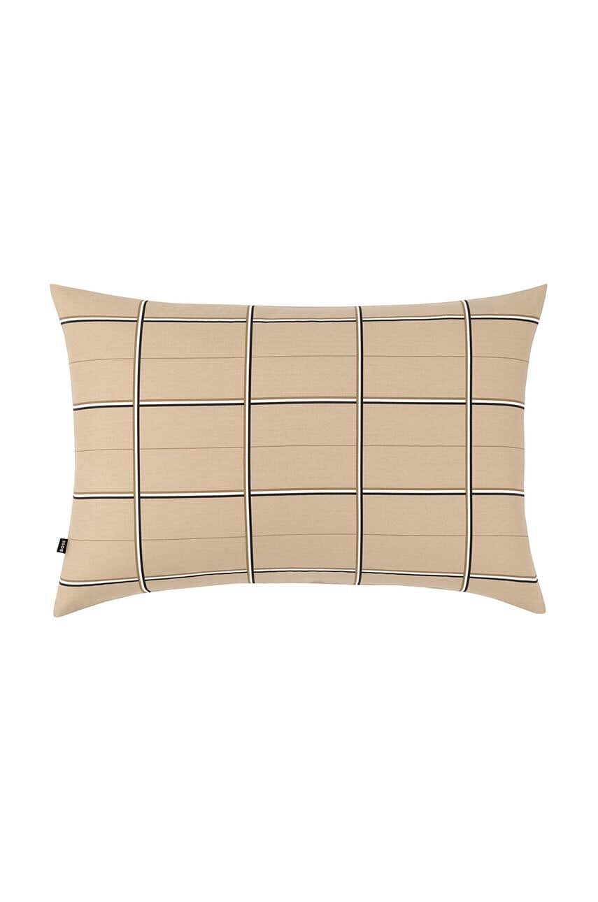 Levně Bavlněný povlak na polštář BOSS BOSSCHEC Beige 50 x 75 cm