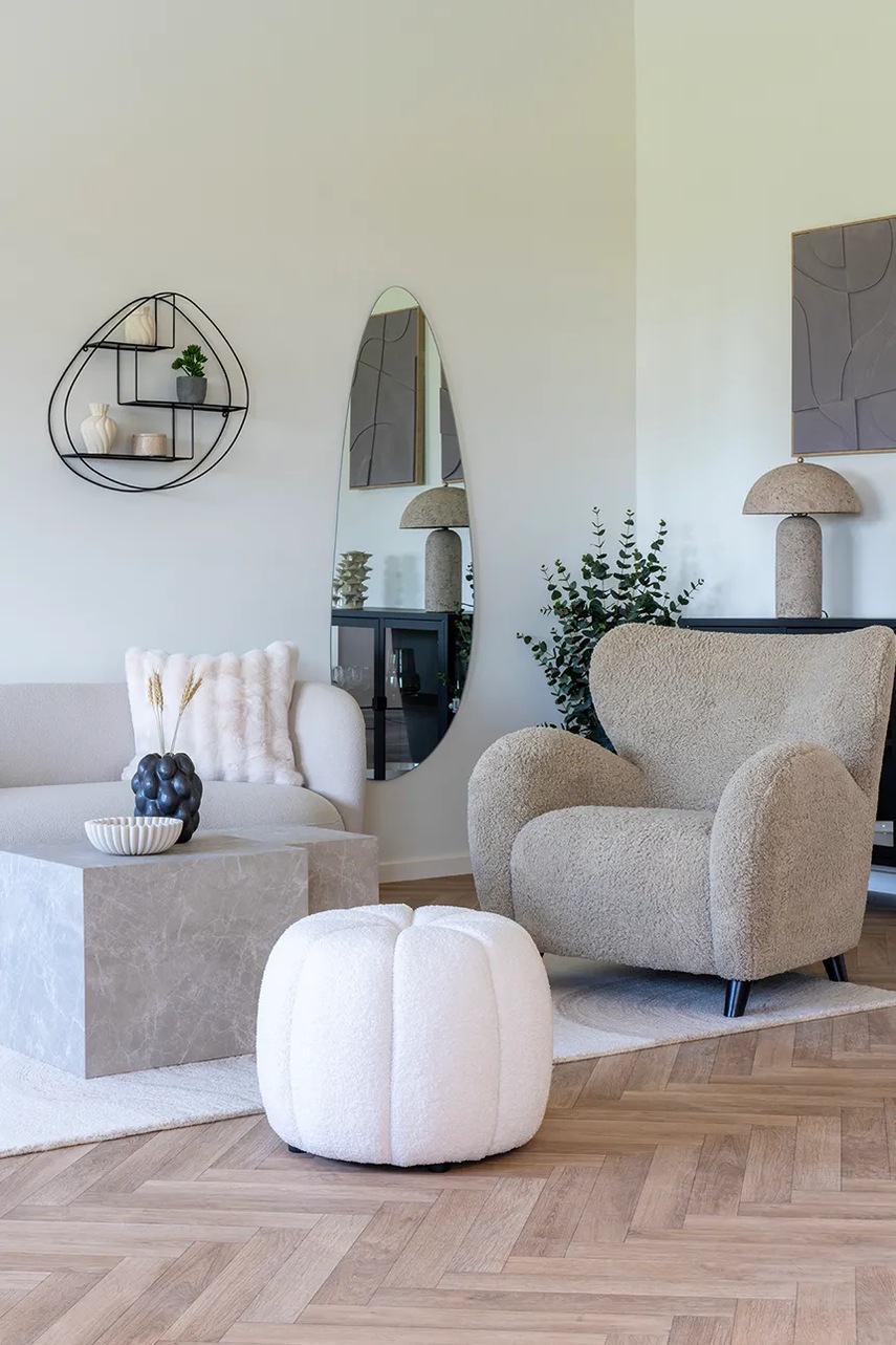 Πουφ House Nordic Paisley χρώμα: άσπρο φωτογραφία