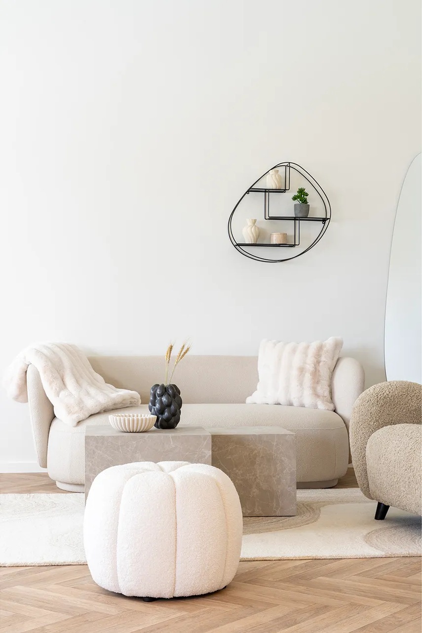 Πουφ House Nordic Paisley χρώμα: άσπρο φωτογραφία