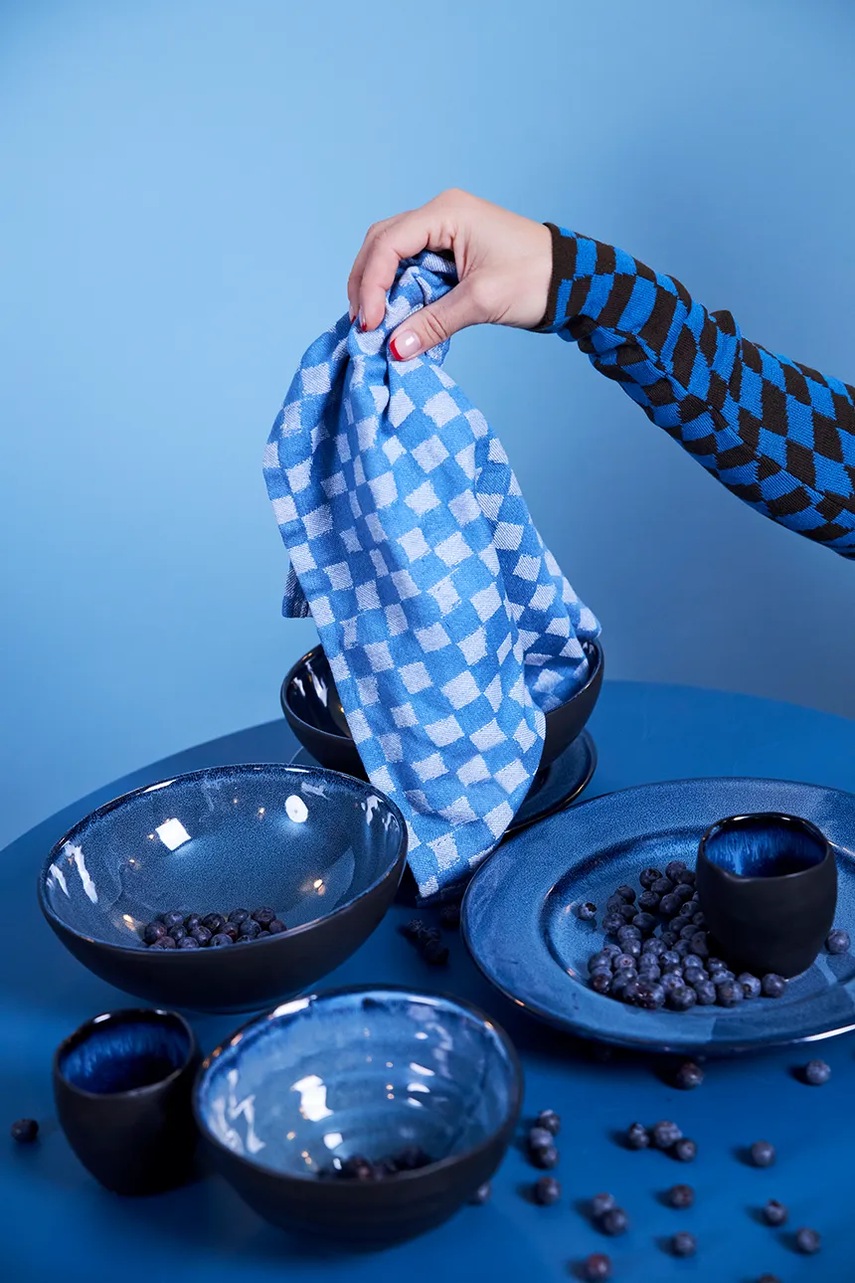 Σετ από βαμβακερές χαρτοπετσέτες Byon Checki 2-pack χρώμα: μπλε φωτογραφία