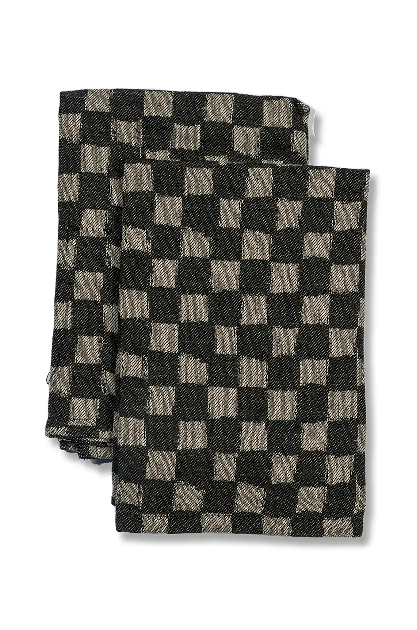 Byon set de servetele de bumbac Checki 2-pack culoarea negru