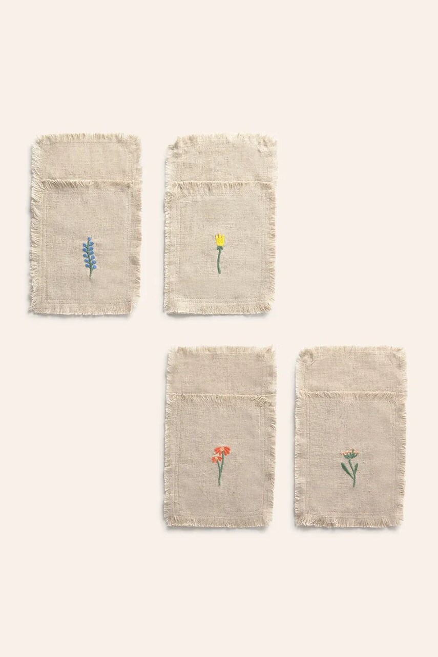 Levně Sada obalů na příbory Calma House 21x8 cm 4-pack béžová barva