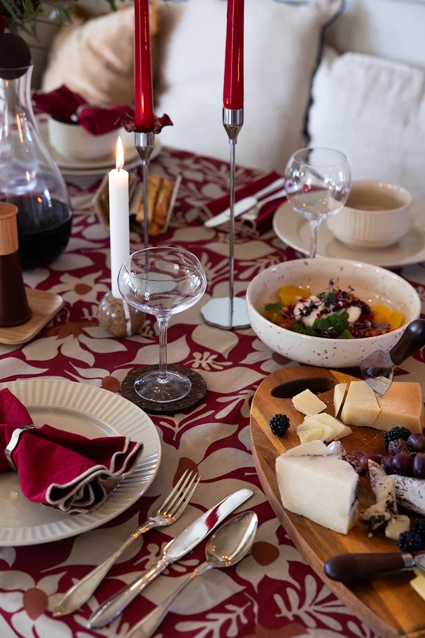 Βαμβακερό τραπεζομάντιλο Sagaform Edith 280 cm χρώμα: μπορντό φωτογραφία