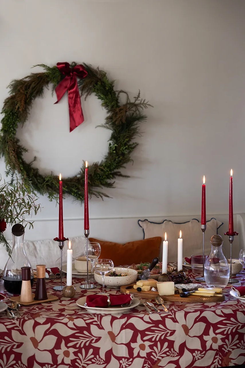 Βαμβακερό τραπεζομάντιλο Sagaform Edith 280 cm χρώμα: μπορντό φωτογραφία