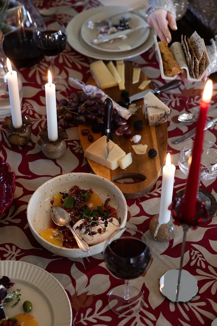 Βαμβακερό τραπεζομάντιλο Sagaform Edith 280 cm χρώμα: μπορντό φωτογραφία