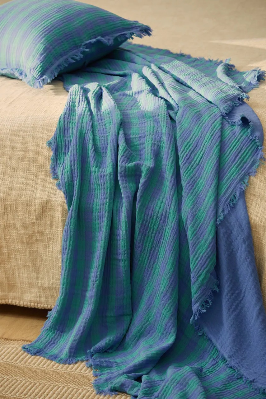 Βαμβακερό τραπεζομάντιλο Calma House Nasau 120 x 180 cm χρώμα: μπλε φωτογραφία