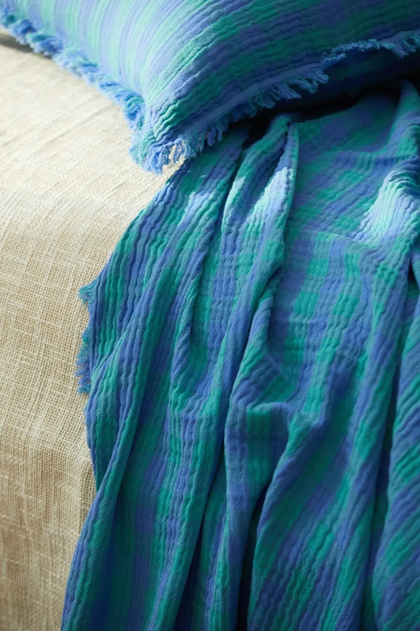 Βαμβακερό τραπεζομάντιλο Calma House Nasau 120 x 180 cm χρώμα: μπλε φωτογραφία