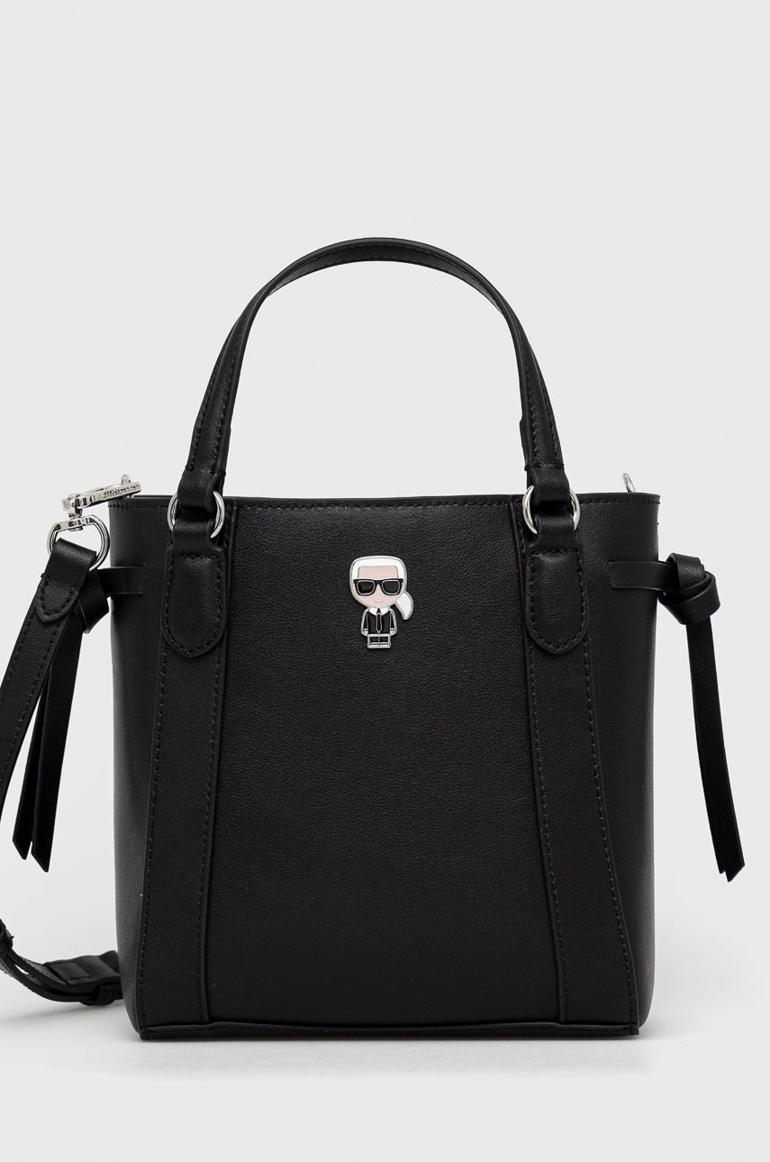 

Кожена чанта Karl Lagerfeld в черно, Черен