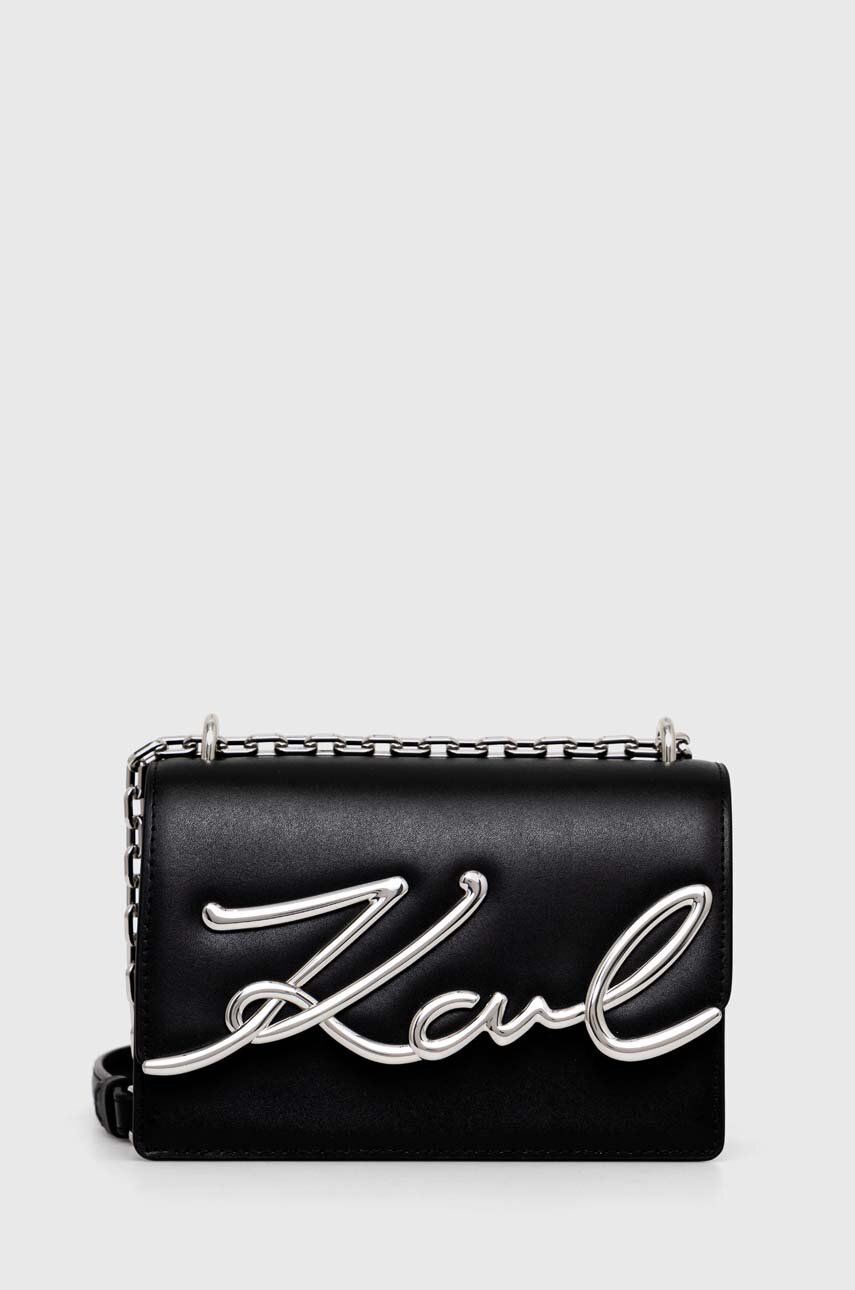 Karl Lagerfeld poseta de piele culoarea negru Accesorii imagine 2022