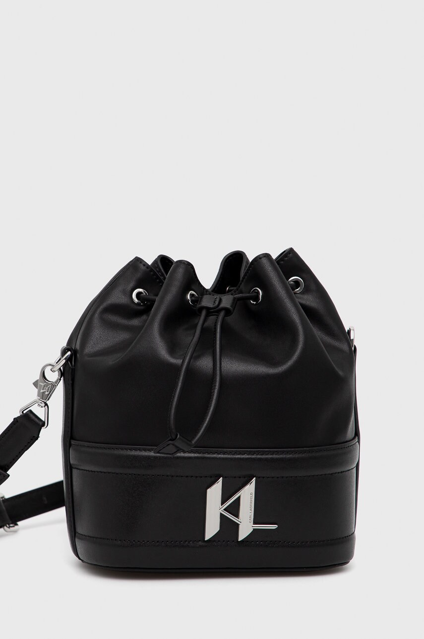 

Кожена чанта Karl Lagerfeld в черно, Черен