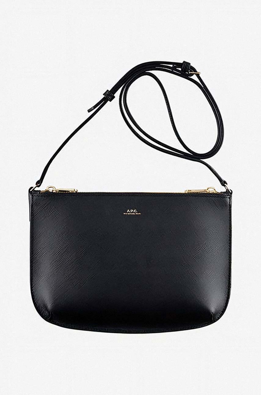 A.P.C. poseta de piele Sac Sarah PXBJQ-F61404 BLACK culoarea negru A.P.C. poseta de piele Sac Sarah PXBJQ-F61404 BLACK culoarea negru