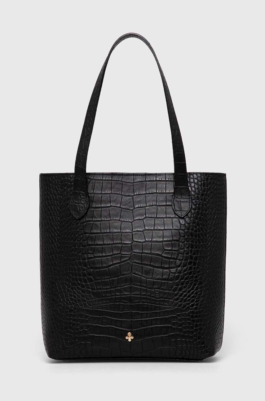 Levně Kožená shopper taška Lilou Mini Coco Jane černá barva, SHOP/MED/COCJAN