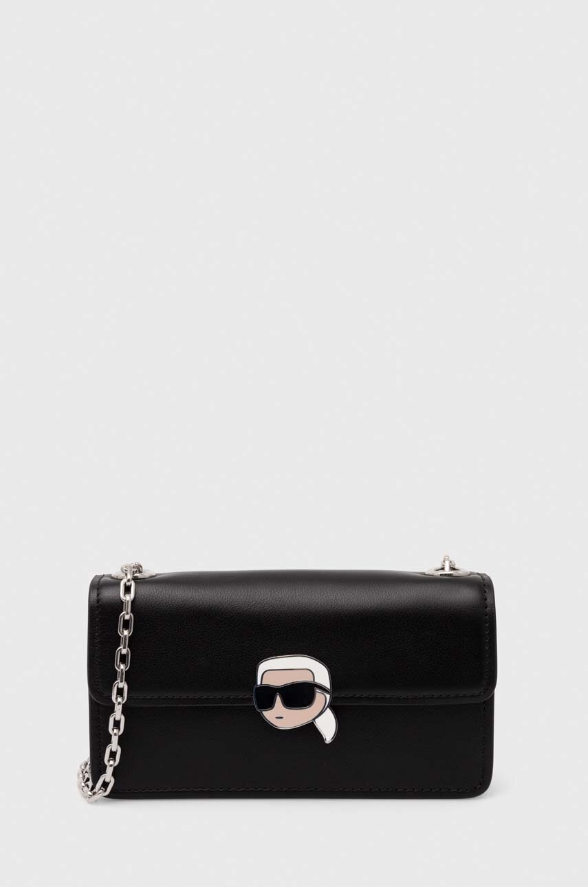 

Кожена чанта Karl Lagerfeld в черно 245W3213, Черен