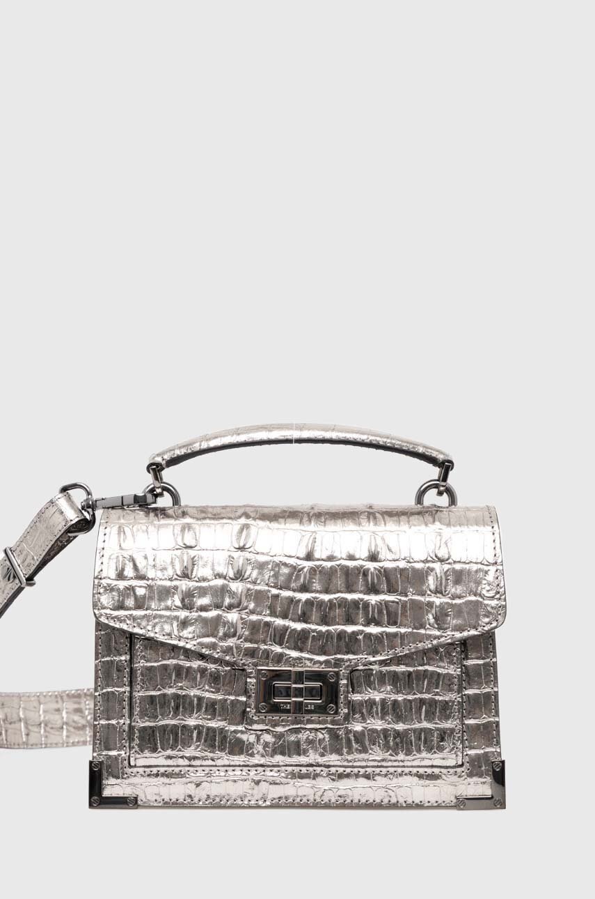 

Кожена чанта The Kooples в сребристо AFSEMILYS105, Сребърен