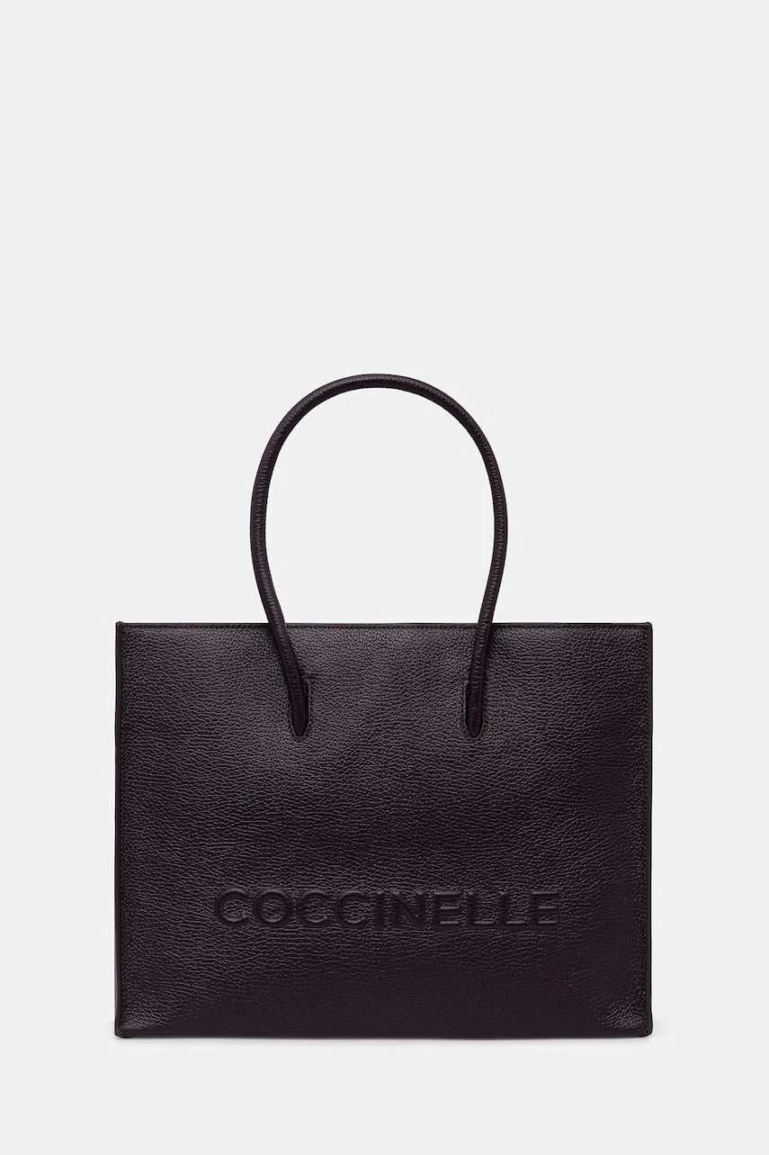 Coccinelle poșetă de piele COCCINELLEMYRTHA MAXI LOG culoarea negru, E1 QBB 18 02 01