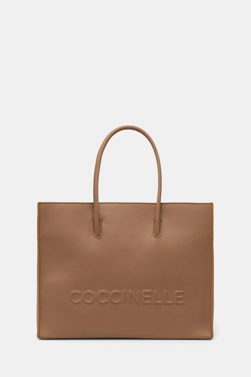 Coccinelle geanta de piele COCCINELLEMYRTHA MAXI LOG culoarea bej, E1 QBB 18 02 01
