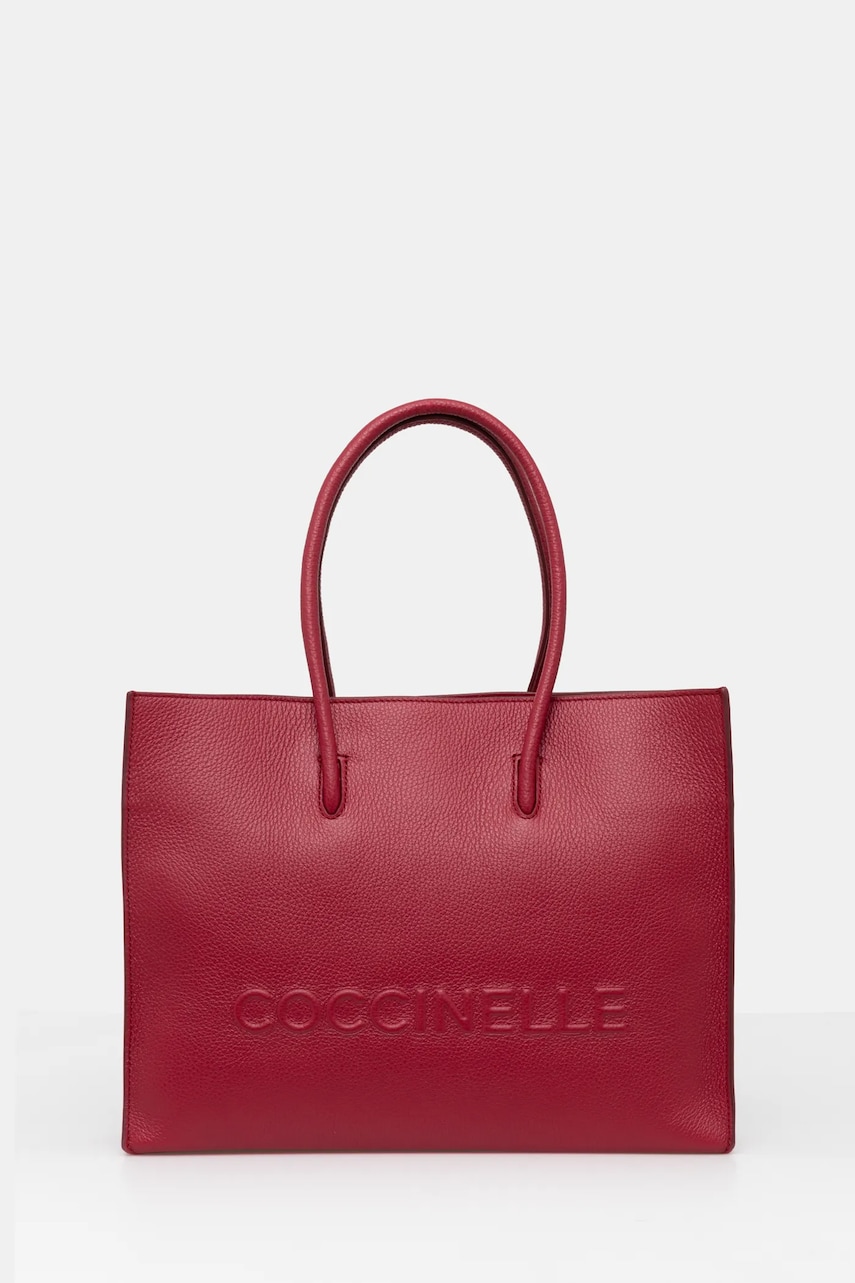 Coccinelle geanta de piele COCCINELLEMYRTHA MAXI LOG culoarea bordo, E1 QBB 18 02 01