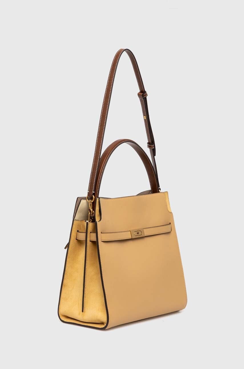 Δερμάτινη τσάντα Tory Burch CN Lee Radziwill Double χρώμα: μπεζ, 154749.200 φωτογραφία