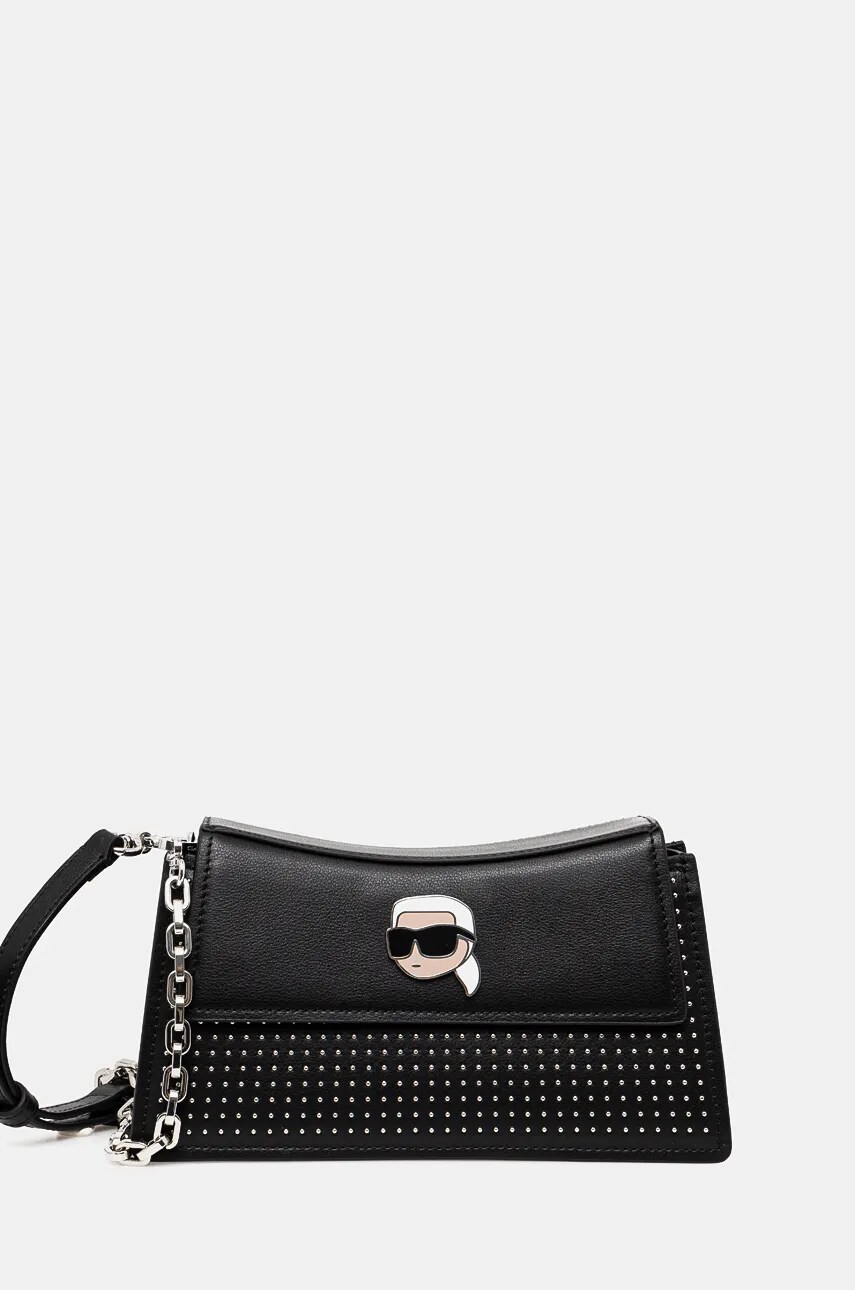 Levně Kožená kabelka Karl Lagerfeld černá barva, 246W3029