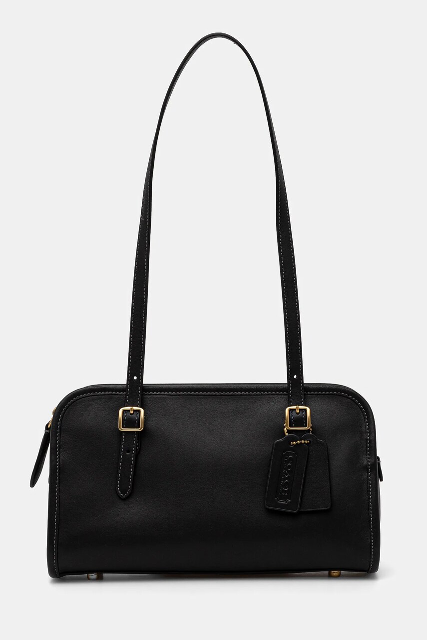 Coach poseta de piele Glovetanned leather swing culoarea negru, CM565