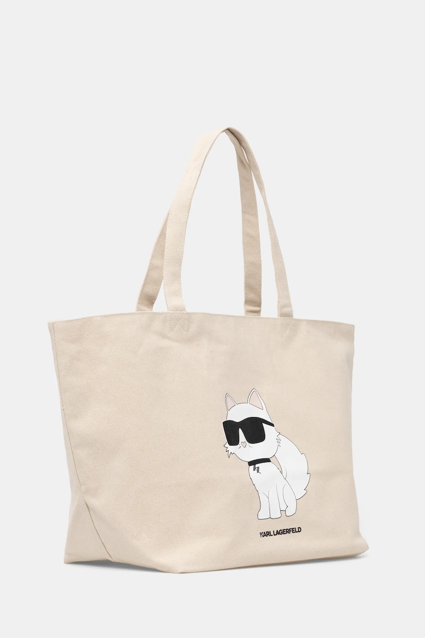 Хлопковая сумка Karl Lagerfeld цвет бежевый A1W50022 Хлопковая сумка Karl Lagerfeld цвет бежевый A1W50022
