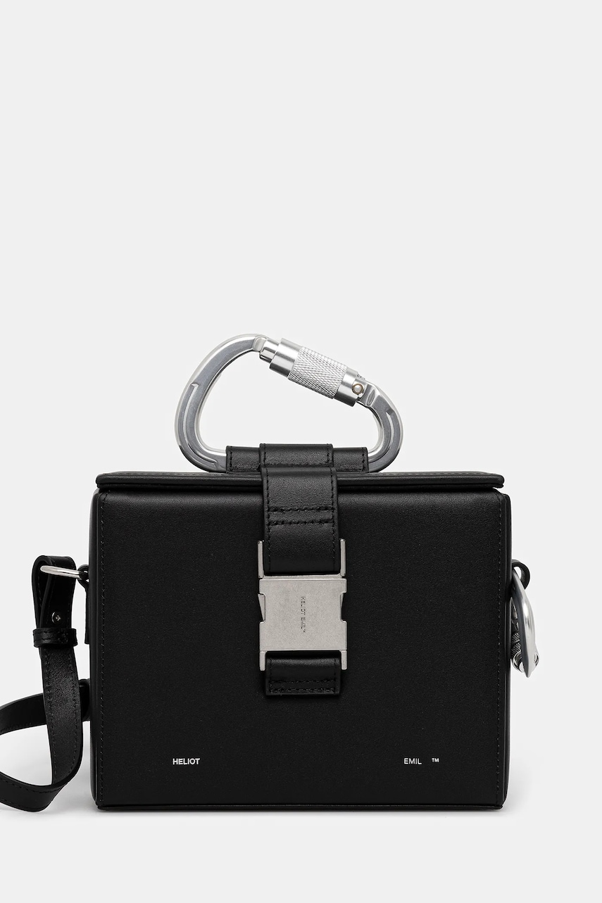 Heliot Emil poșetă de piele culoarea negru, SS25_15_001_BLK01_CO