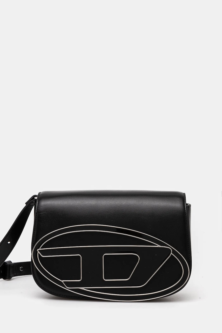 Diesel poseta de piele 1DR 1DR M shoulder bag culoarea negru, X09568.PR818 Diesel poseta de piele 1DR 1DR M shoulder bag culoarea negru, X09568.PR818