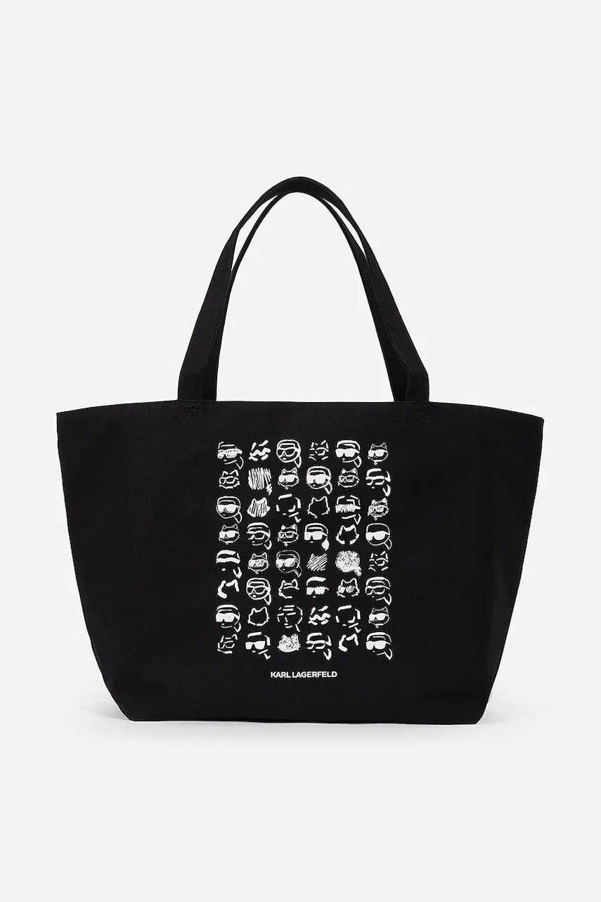 Karl Lagerfeld geanta de bumbac culoarea negru, A2W50023 Karl Lagerfeld geanta de bumbac culoarea negru, A2W50023