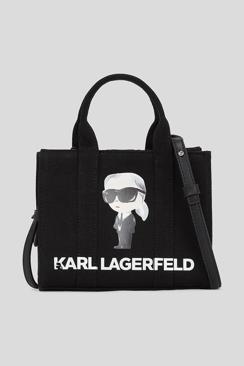 Karl Lagerfeld geantă de bumbac culoarea negru, A3W50109