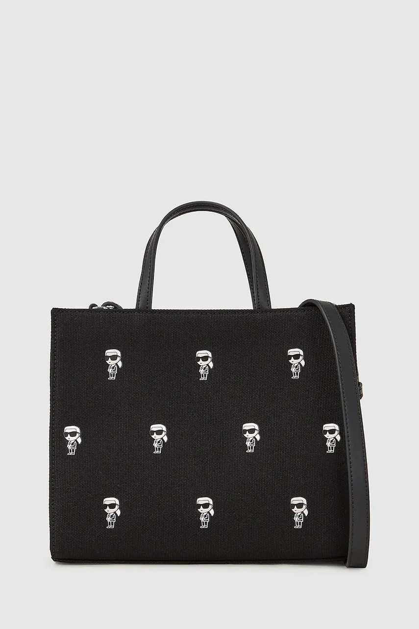 Karl Lagerfeld geantă de bumbac culoarea negru, A4W50008