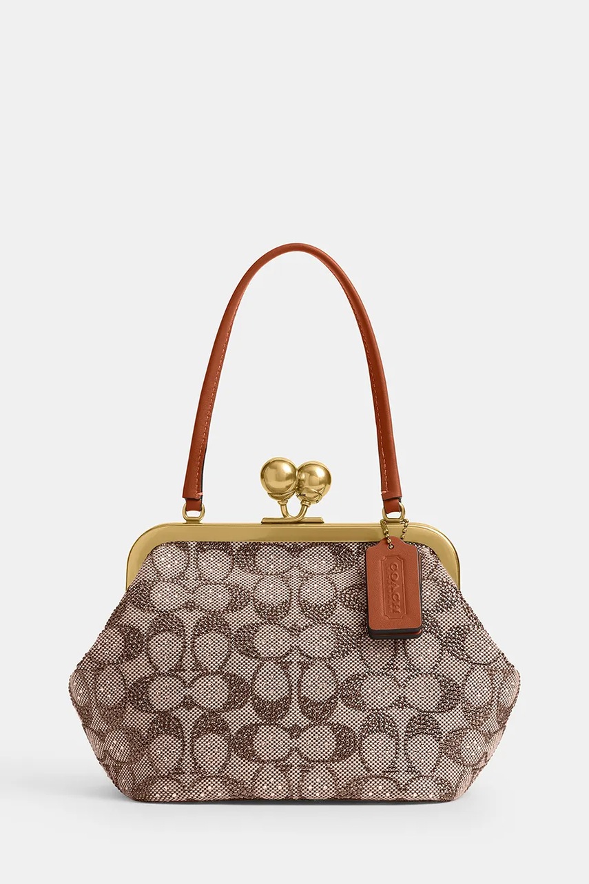 Coach poșetă Kisslock Frame Bag culoarea bej, CCC53