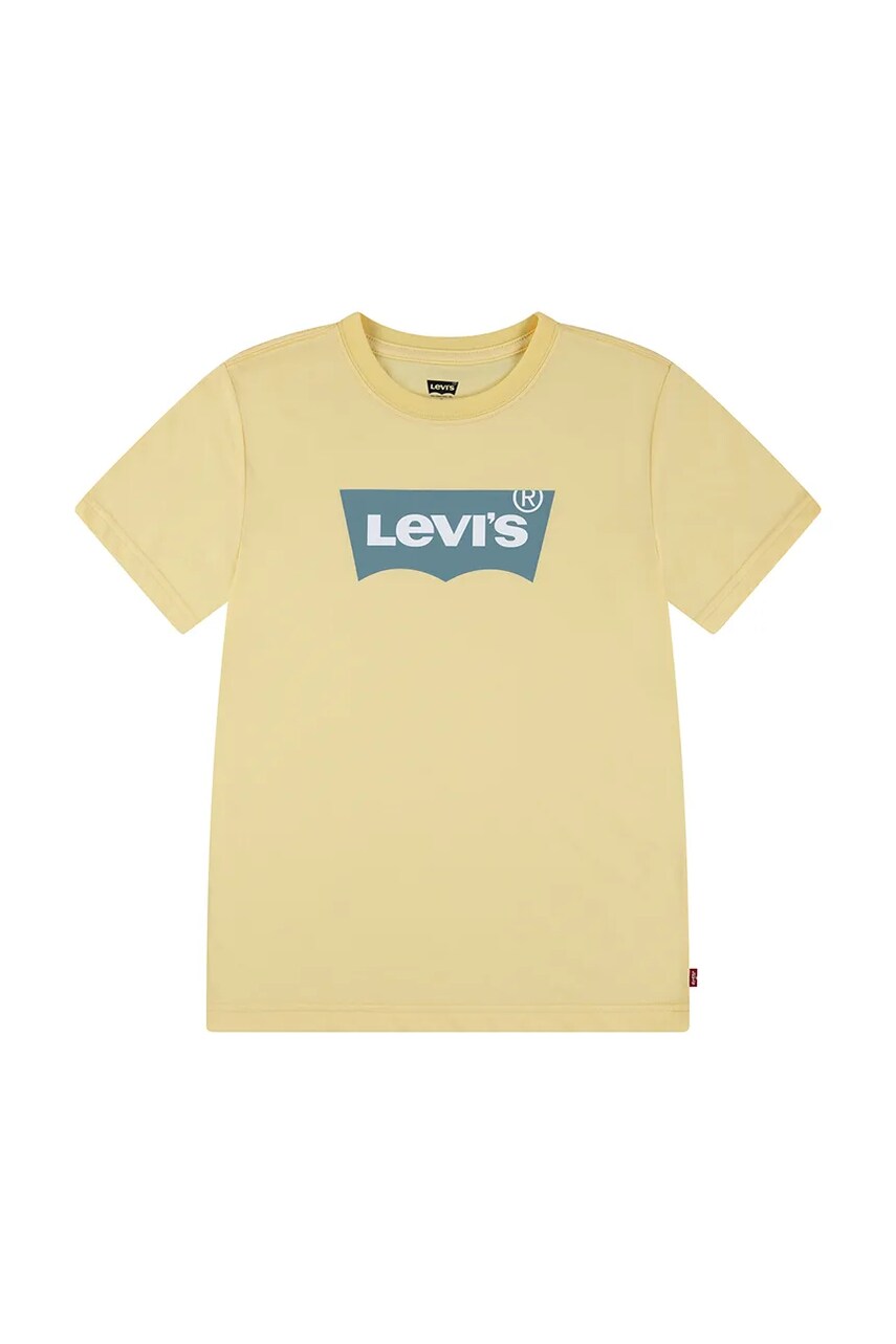 Levi\'s tricou de bumbac pentru copii culoarea galben, cu imprimeu